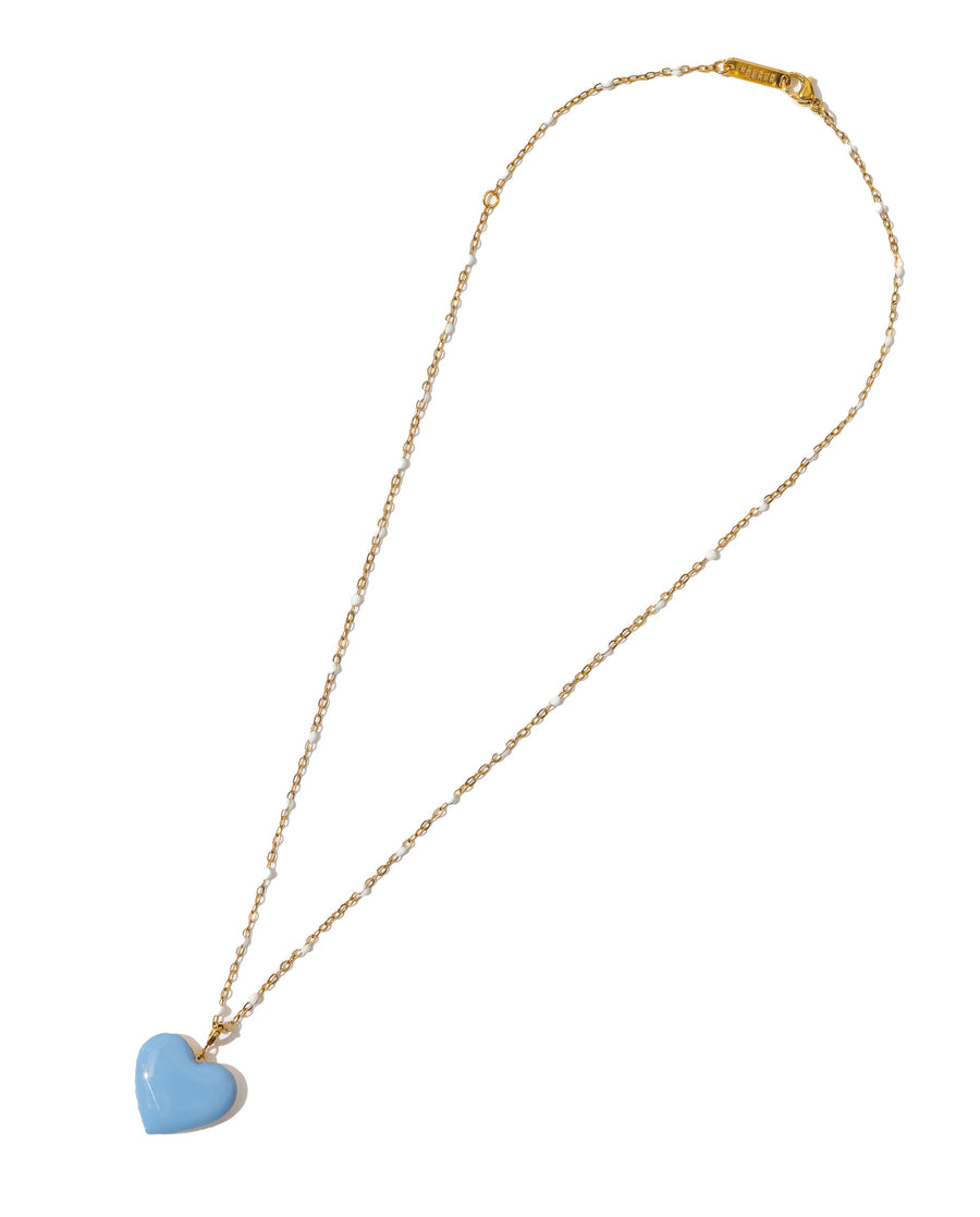 Follow Your Heart Necklace • Sky Blue & White