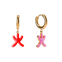 Five Elements / Fire Earrings • Red & Pink