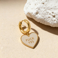 Fuck Yes Earrings Beige / Reversible