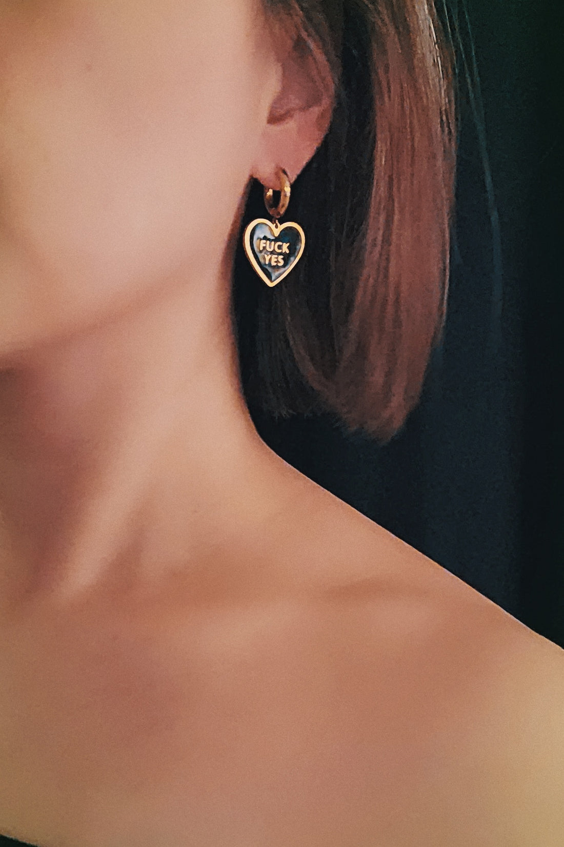 Fuck Yes Earrings black / Reversible