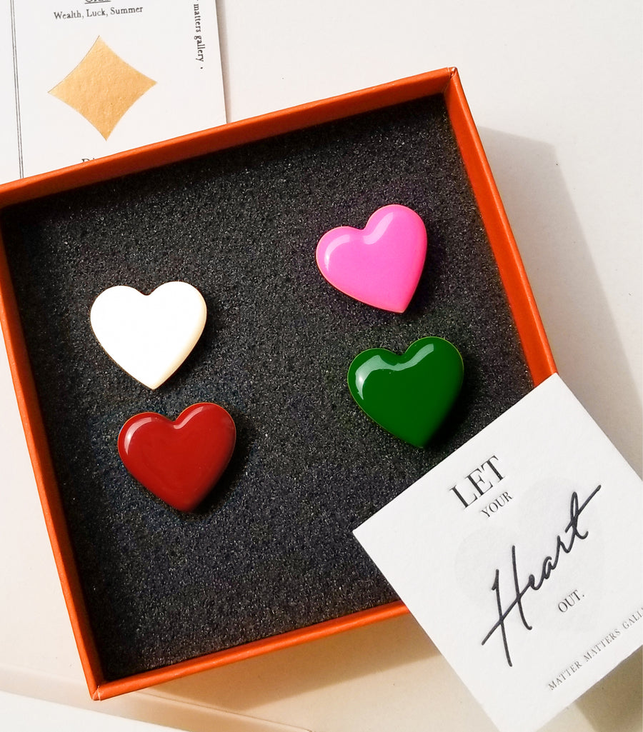 Puffy Heart Studs • White