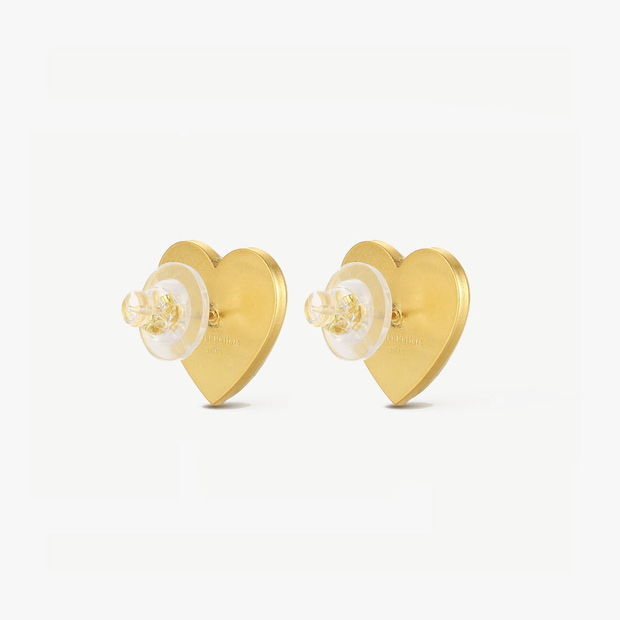 Puffy Heart Studs • White