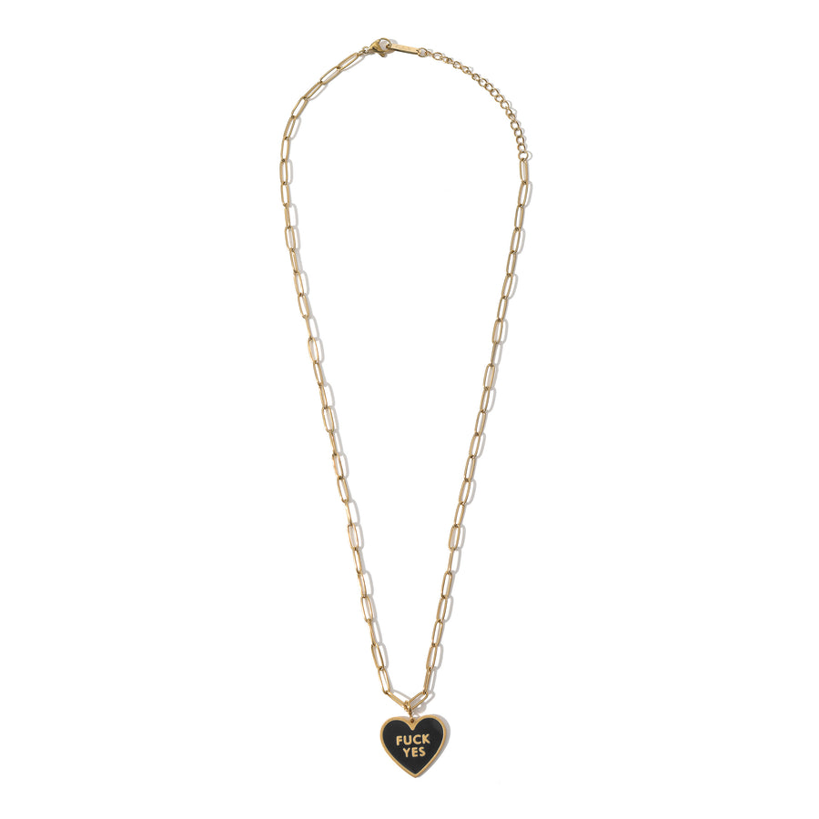 Fuck Yes Box Chain Necklace • Black
