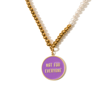 Not For Everyone Faux Pearl Necklace • Purple/Green
