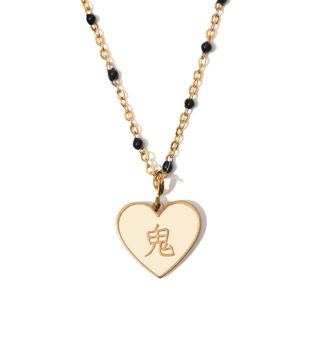酒/鬼 Alcohol/ Ghost Reversible Pendant • Red/Cream