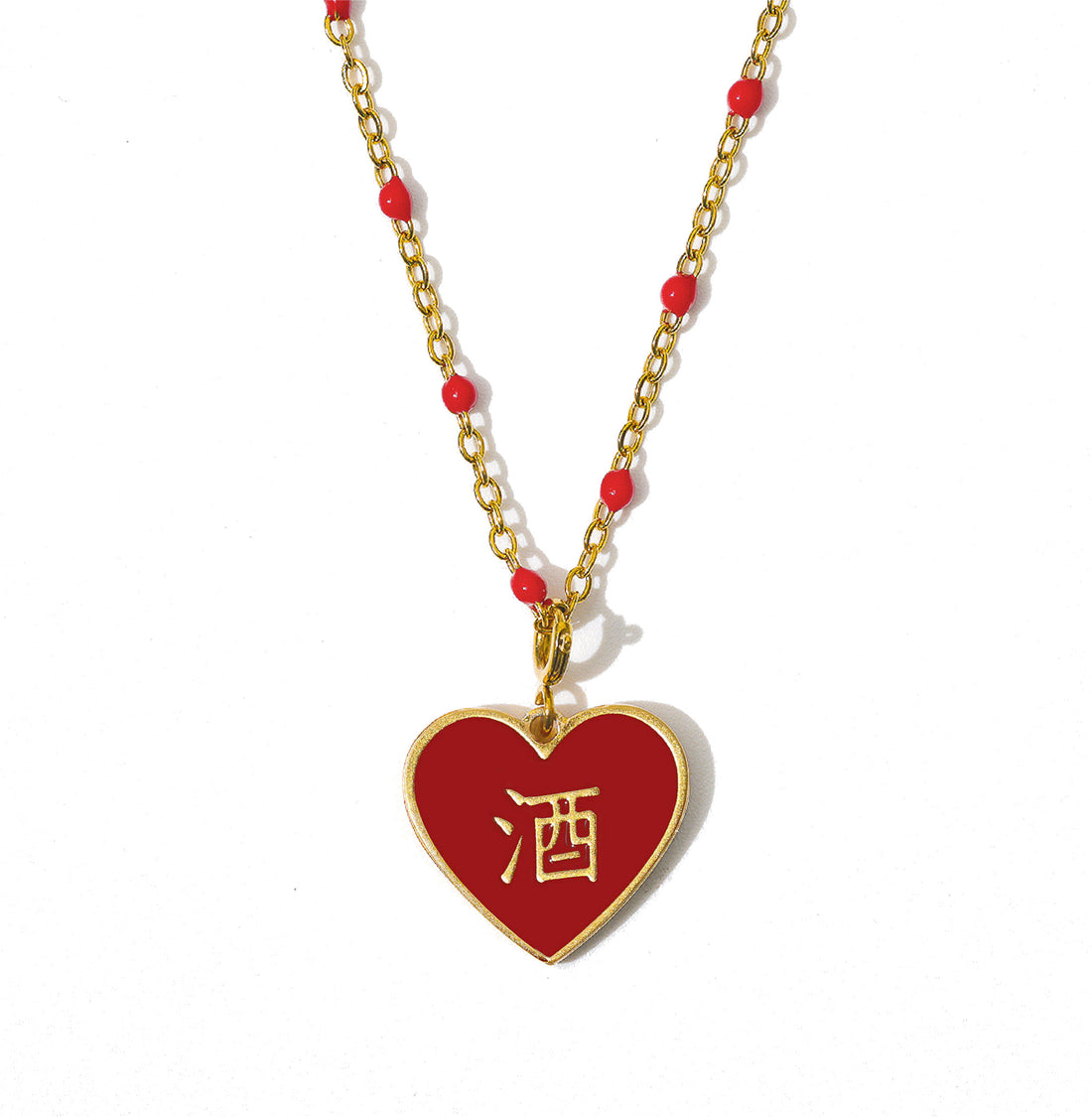 Speak Your Heart/ 酒/鬼 Alcohol/Ghost Necklace • Red/Cream