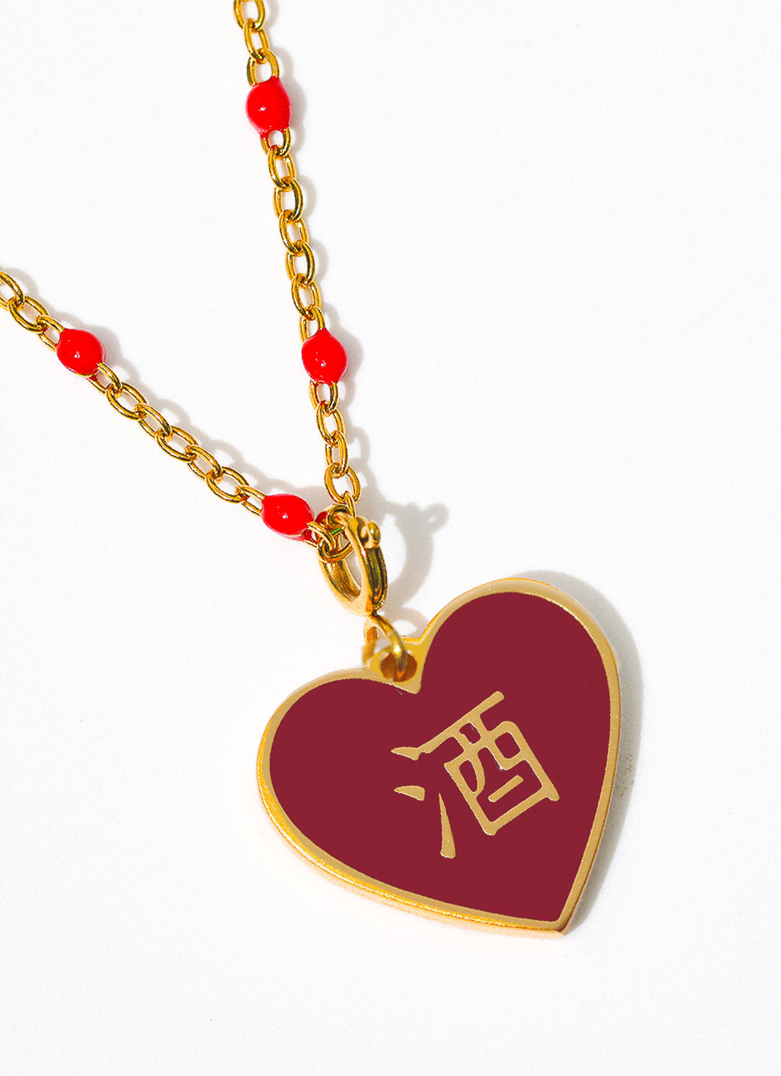 酒/鬼 Alcohol/ Ghost Reversible Pendant • Red/Cream