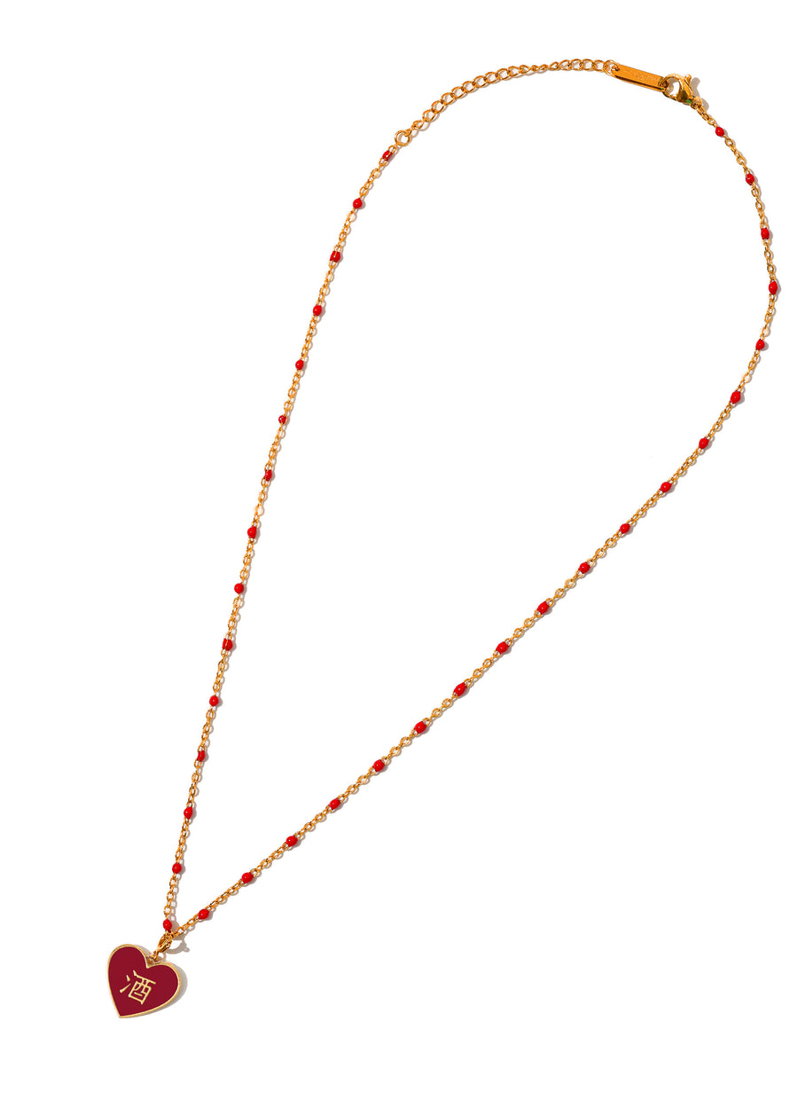 Speak Your Heart/ 酒/鬼 Alcohol/Ghost Necklace • Red/Cream