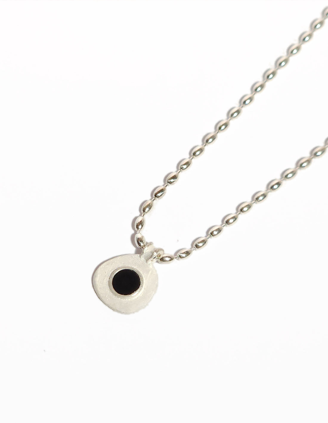 Onyx Sterling Silver Disc Pendant Necklace