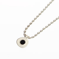 Onyx Sterling Silver Disc Pendant Necklace