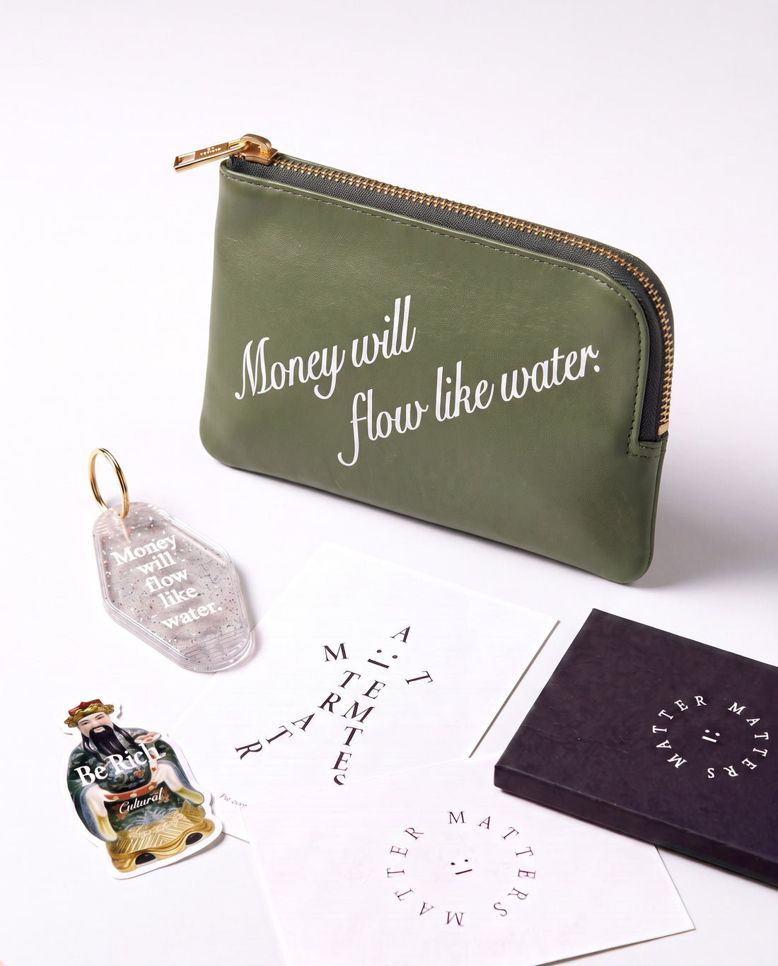 The Manifest Pouch with Keyring & Sticker Set • Black or Olive
