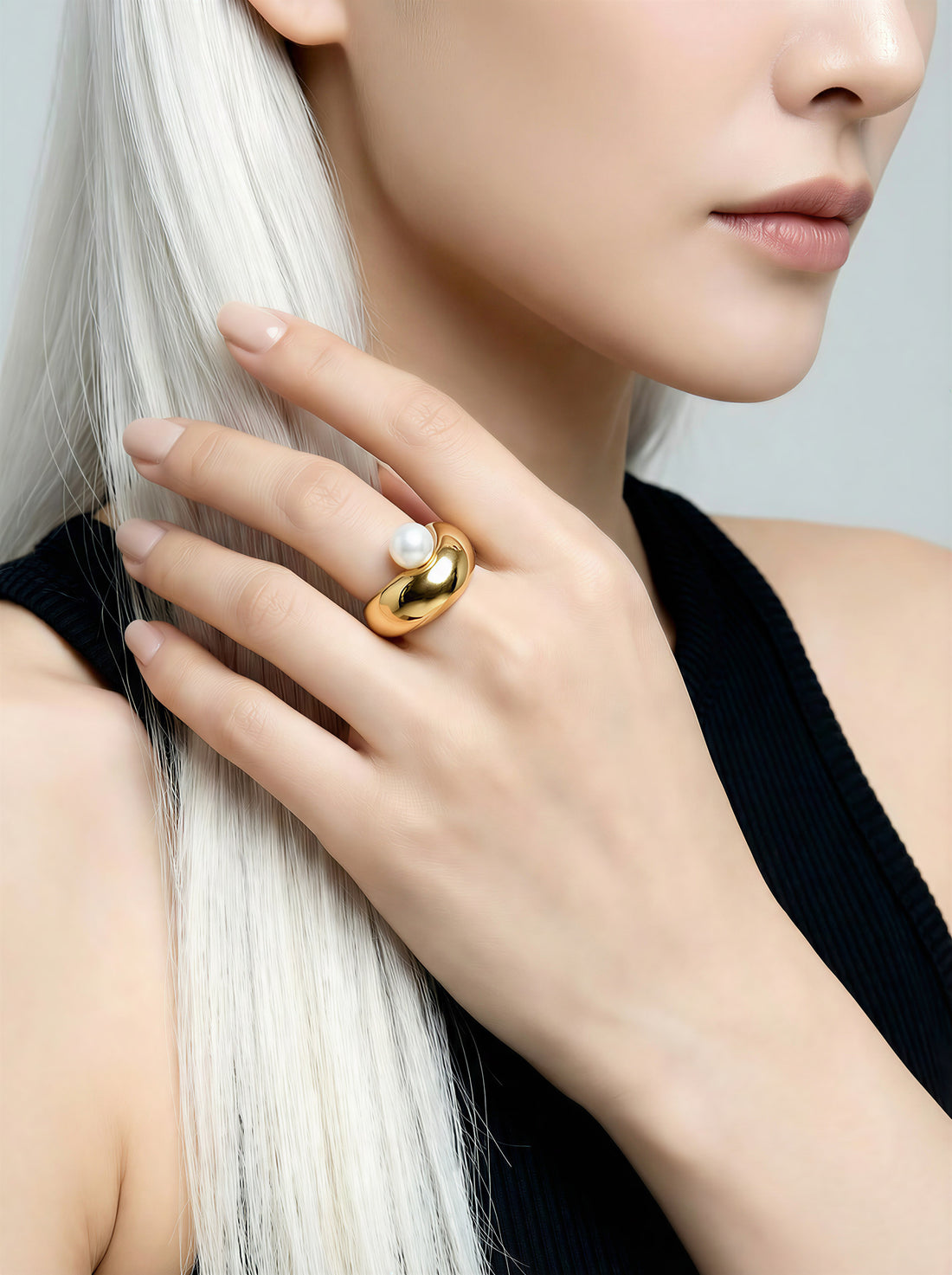 Lucky Oyster Ring • Gold & Faux Pearl