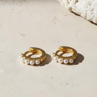 Cluster pearl gold hoops