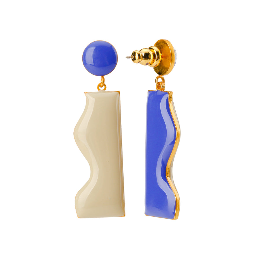 Cliff Earrings on Dots • Stone & Royal Blue