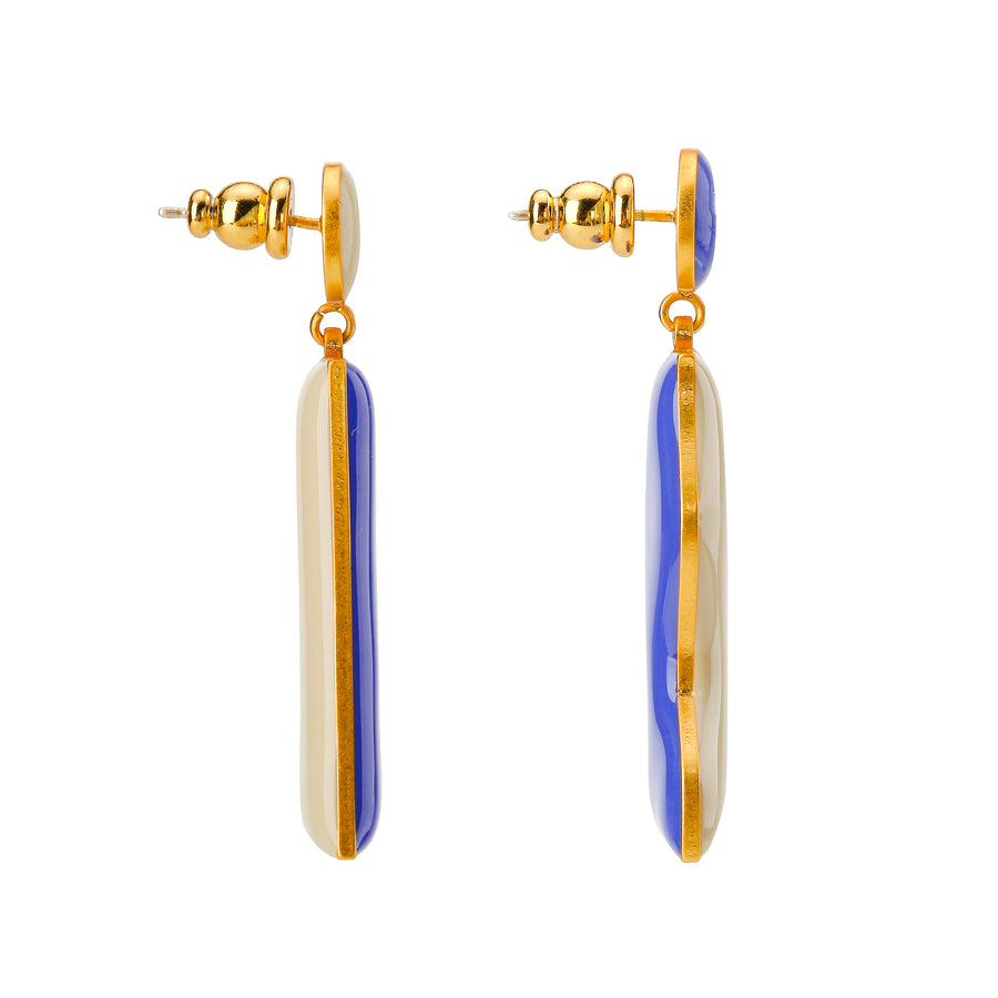 Cliff Earrings on Dots • Stone & Royal Blue