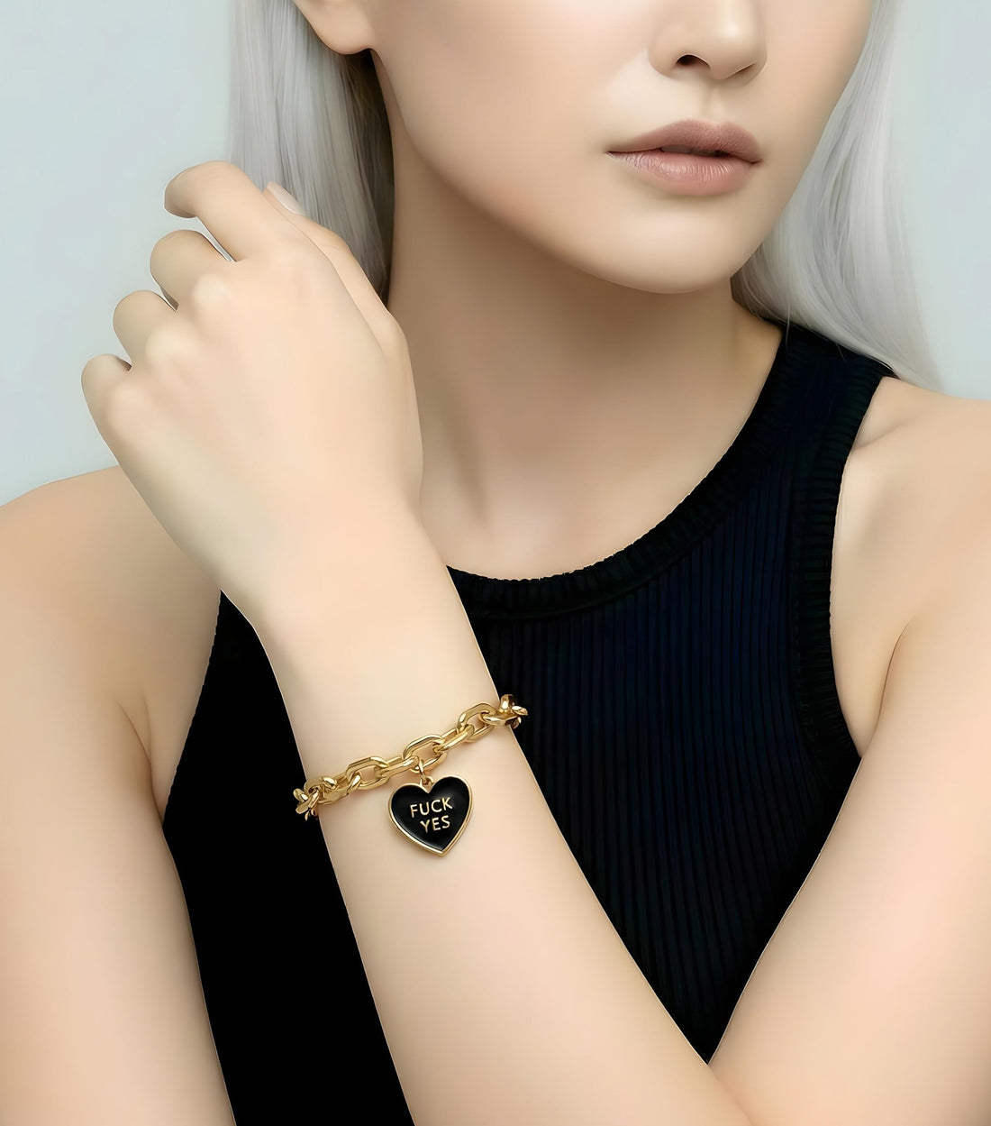 Fuck Yes Bold Chain Bracelet • Black