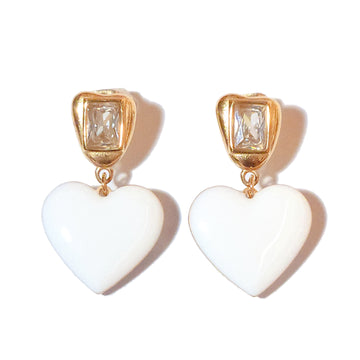 Precious Heart Earrings • Sparkly White