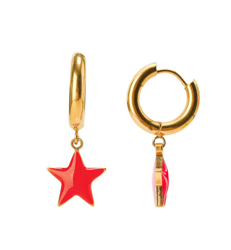 Shining Star Earrings • Red & Pink