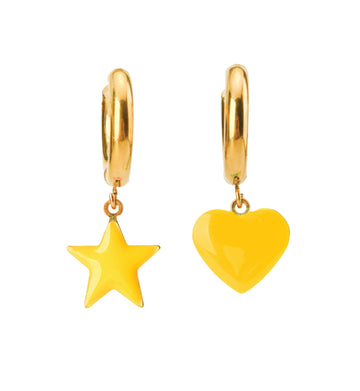 Sparkle Heart & Star / Hoops • Yellow & Orange