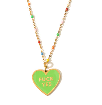 Fuck Yes Rainbow Necklace • Green