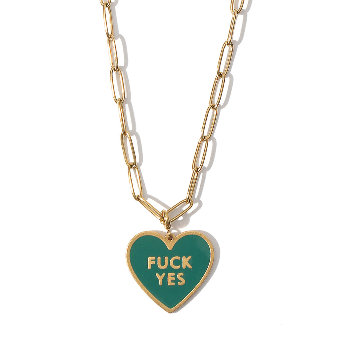 Fuck Yes Pendant • Forest Green / Reversible