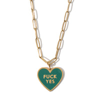 Fuck Yes Box Chain Necklace • Forest Green