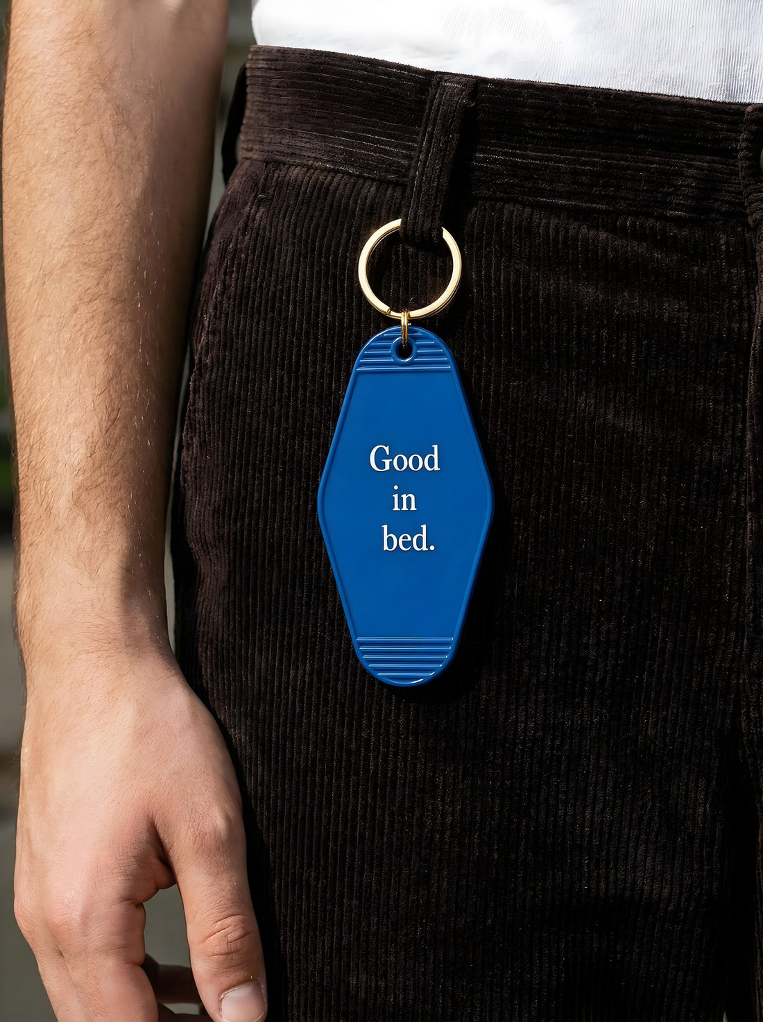 MMG Keyring • Navy • Good in bed.