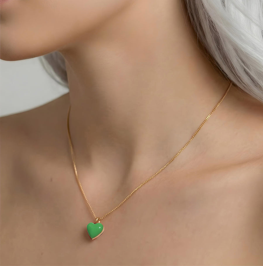 Humble Heart Necklace • Green & Cobalt