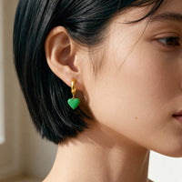 Humble Heart Earrings • Cobalt & Bright Green