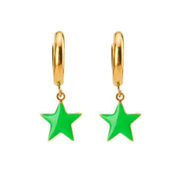 Shining Star Earrings • Cobalt & Bright Green