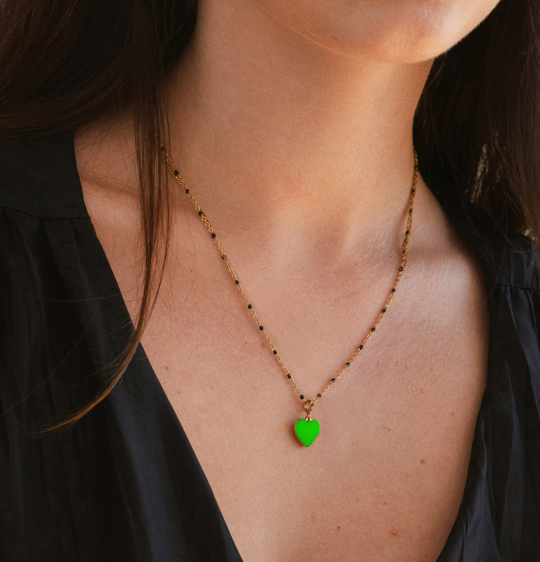 Humble Heart Necklace • Green & Cobalt