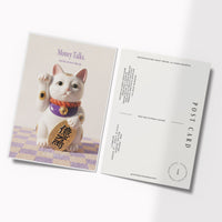 Some Good Fortune Postcard • Money Cat Statue