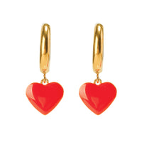 Humble Heart Earrings • Red & Pink