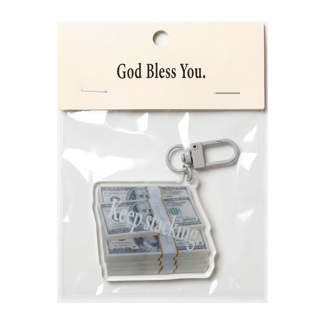 Some Good Fortune Keychain • Keep Stacking Cash