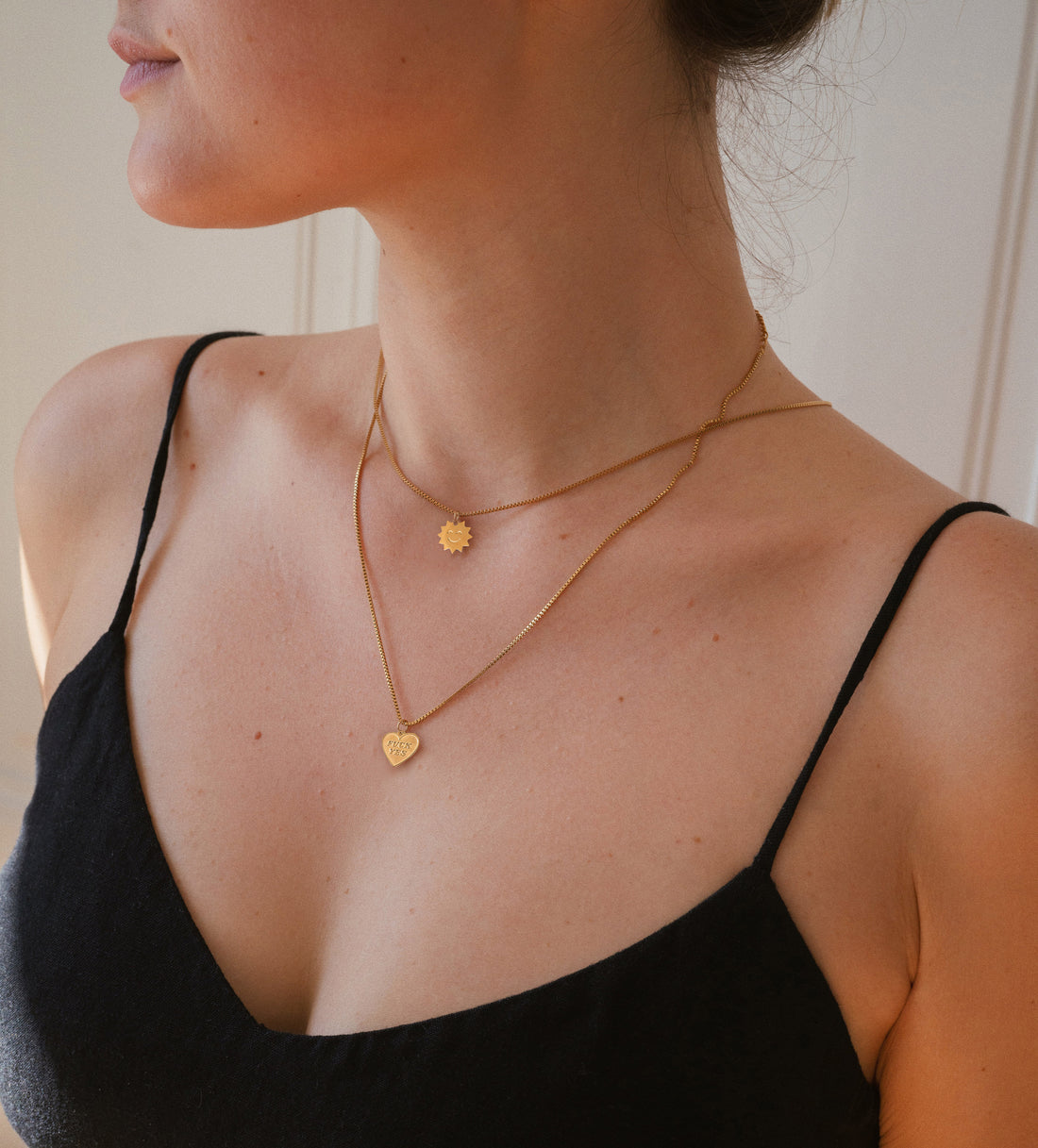 Fuck Yes & :) Necklace • Gold