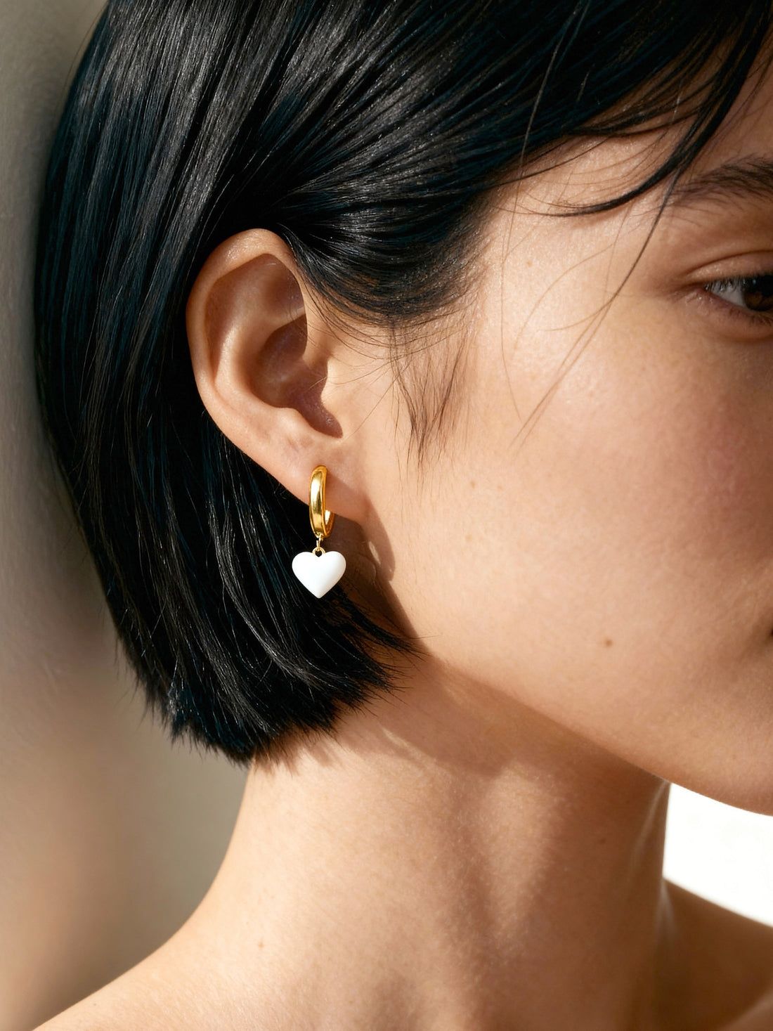 Humble Heart Earrings • Black & Cream
