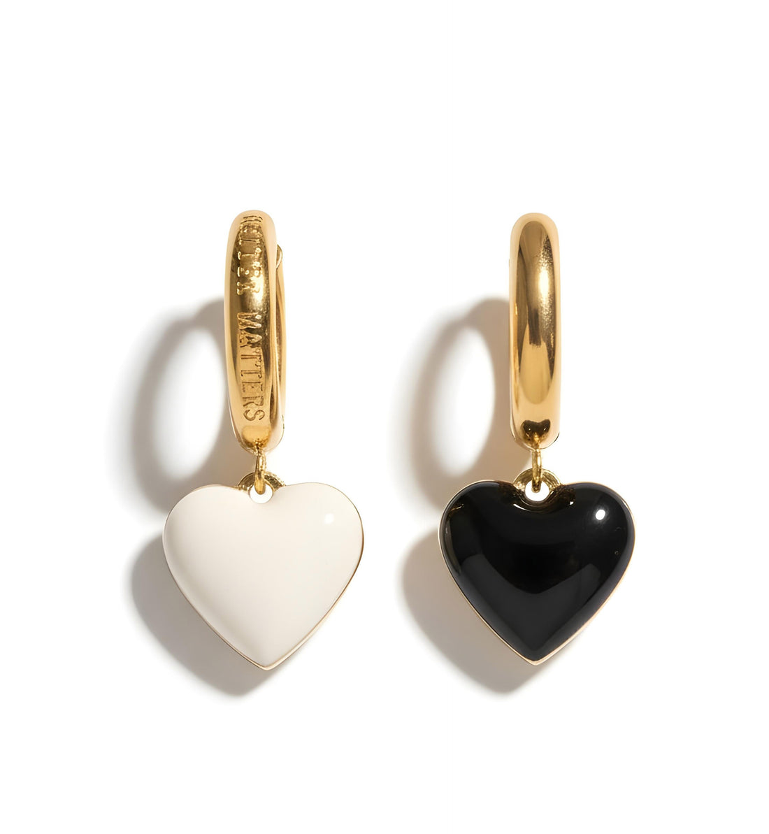 Humble Heart Earrings • Black & Cream