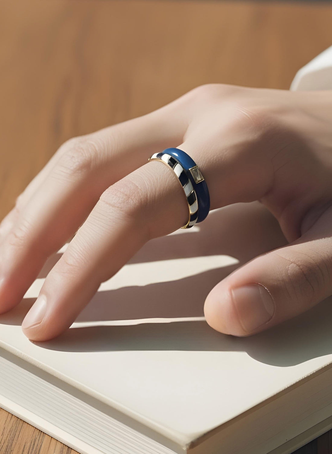 Memphis Ring • Black and White Enamel