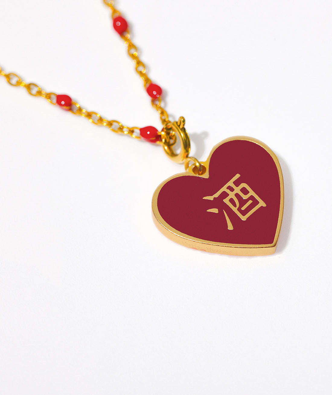 Speak Your Heart/ 酒/鬼 Alcohol/Ghost Necklace • Red/Cream