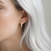 Cluster pearl gold hoops
