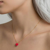Humble Heart Necklace • Red & Pink