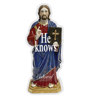 Some Good Fortune Sticker • He knows. Jesus statue