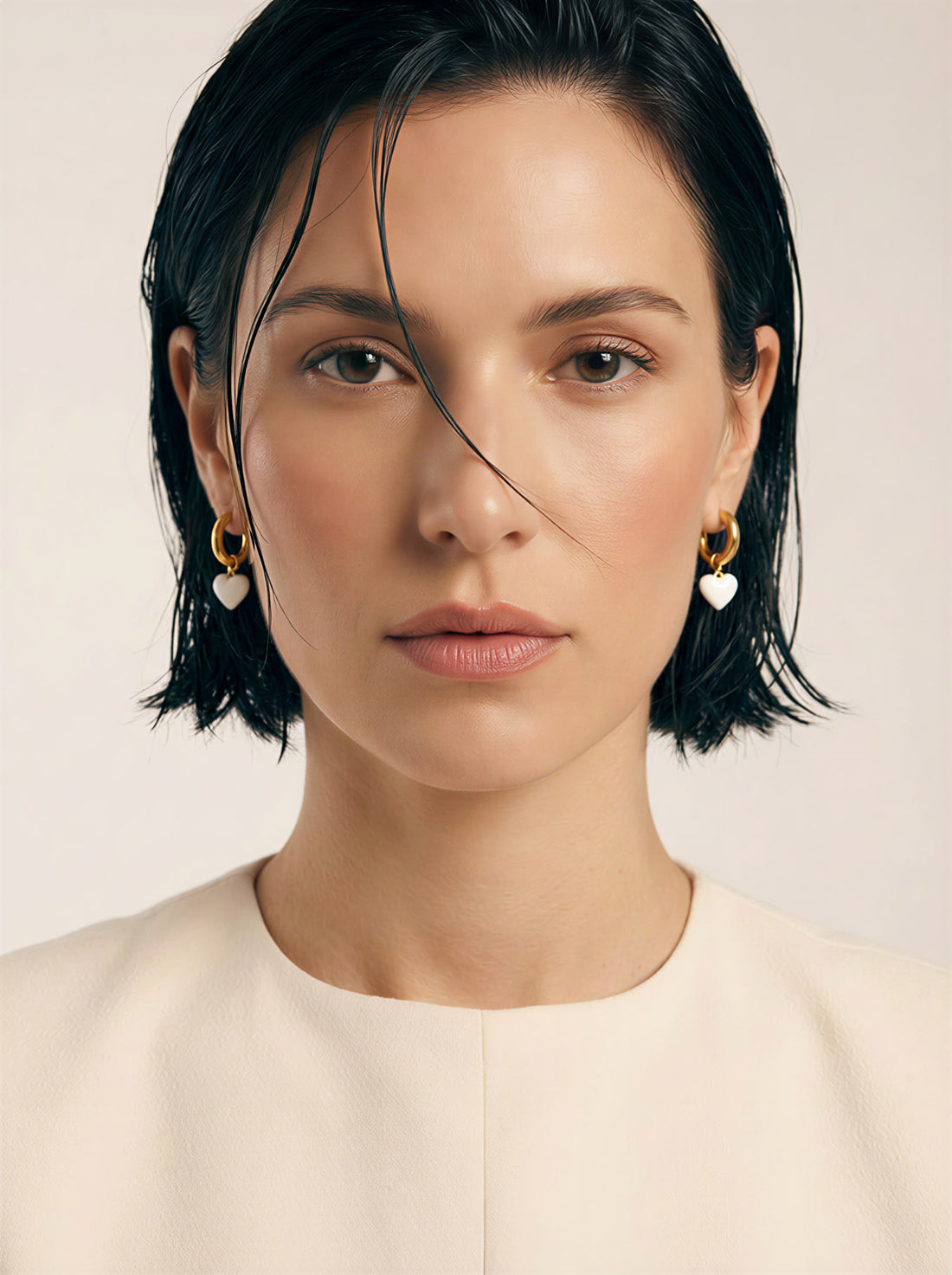 Humble Heart Earrings • Black & Cream