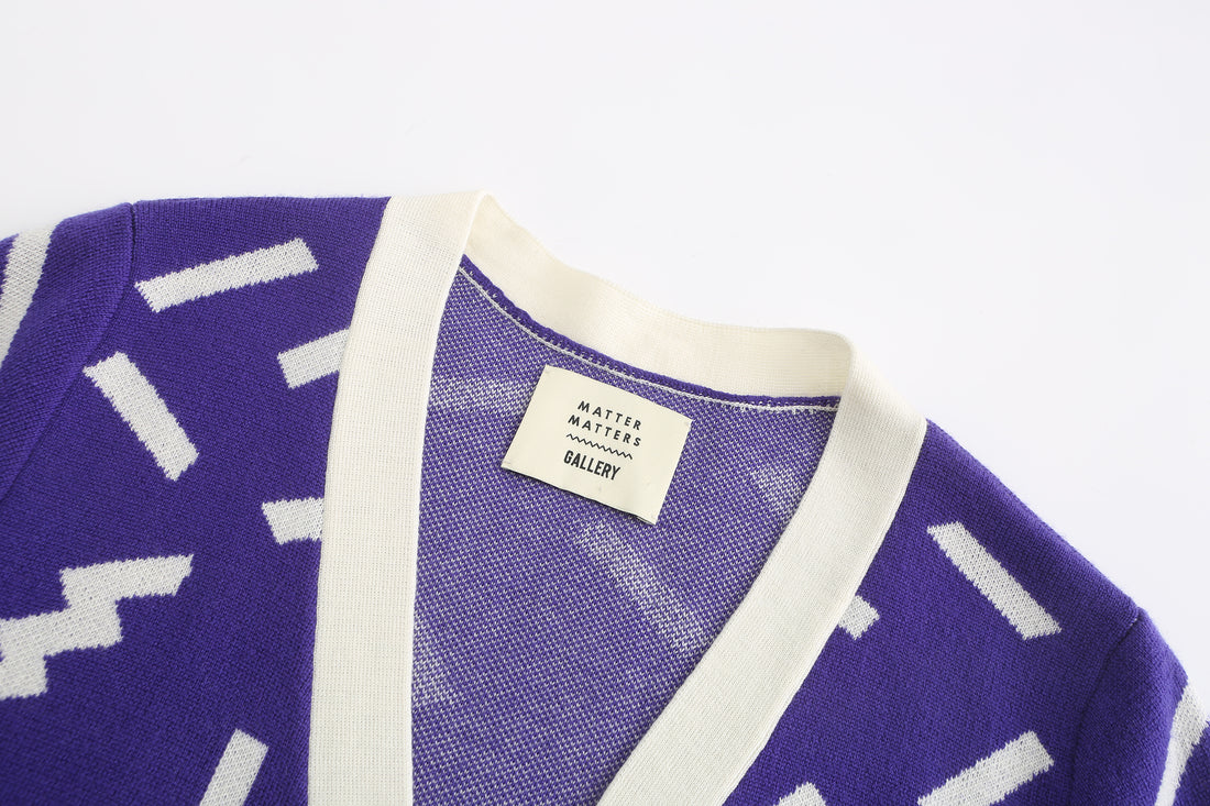 Ditsy / Merino Wool Cardigan • Purple