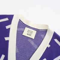 Ditsy / Merino Wool Cardigan • Purple