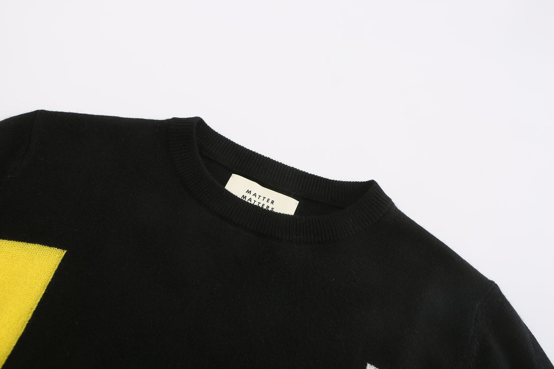 Flag Up / Wool Cashmere-Blend Sweater • Black