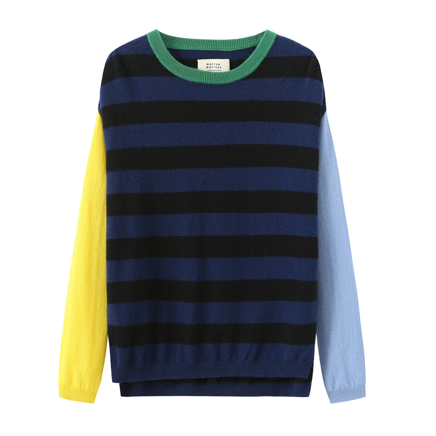 Opposite Ends / Wool Cashmere-Blend Sweater • Yellow/ Light Blue