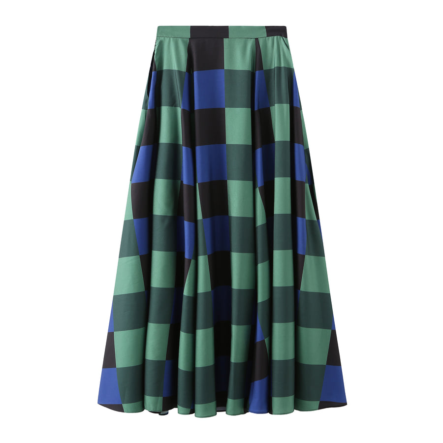 Decka / Checkered Maxi Skirt • Green