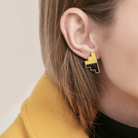 Pixel Earrings • Yellow & Black