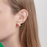 The A Earrings • Red & Beige